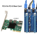 PCI-E Extender Adapter 1 to 4 PCI-Express Slot USB 3.0 Riser Multiplier Card