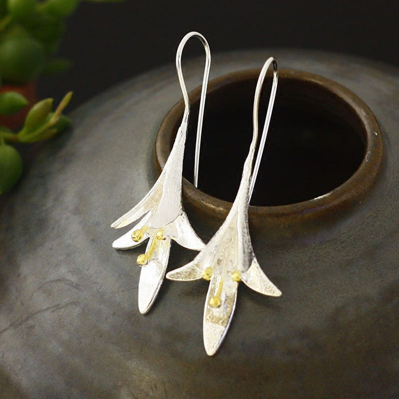 Women Crack Shell Flower Petal Earrings Jewelry Drop Earrings Dangle Stud