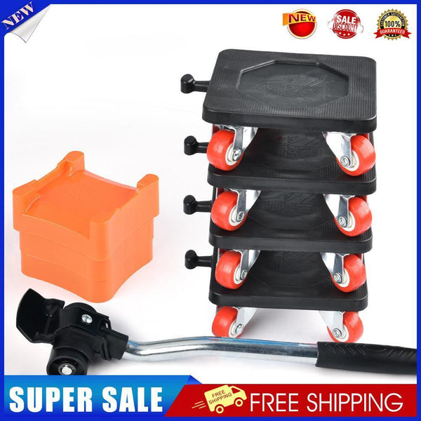 Household Transport Heavy Furniture Mover Wheeled Rollers Bar (Black)