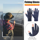 1 Pair Fishing Gloves Anti-slip 2 Fingers Cut Ice Silk Hand Protect (Blue) Newly