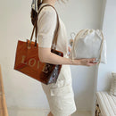 Fashion Women 2pcs Composite Bags Transparent Handbags Canvas Drawstring Pouch