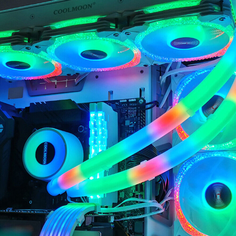 CoolMoon 2pcs Luminous Sleeve Silicone Water Cooled Tubes DIY PC Case Decorative