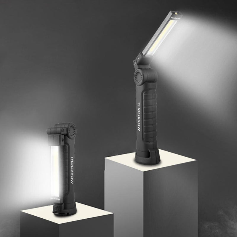 Portable COB Flashlight Rechargeable Work Camping Torch Folding Light (S)