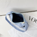 Women Solid Color Chain Messenger Bag Zipper Crossbody Bag (Blue)