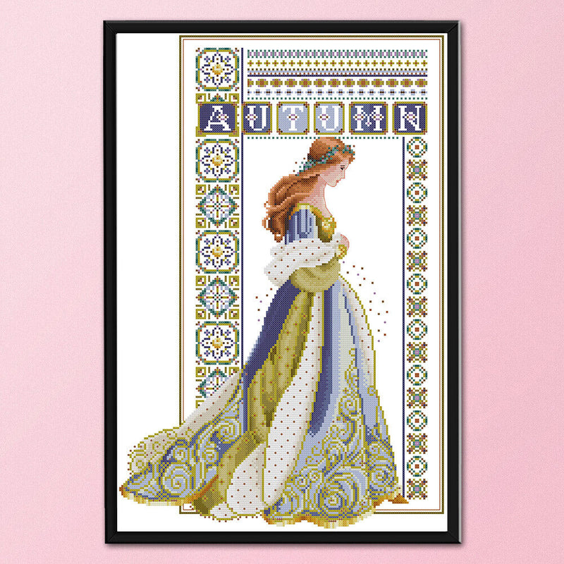 2 Strands Angel Girl Partial Embroidery Stamped Cross Stitch Handmade Home