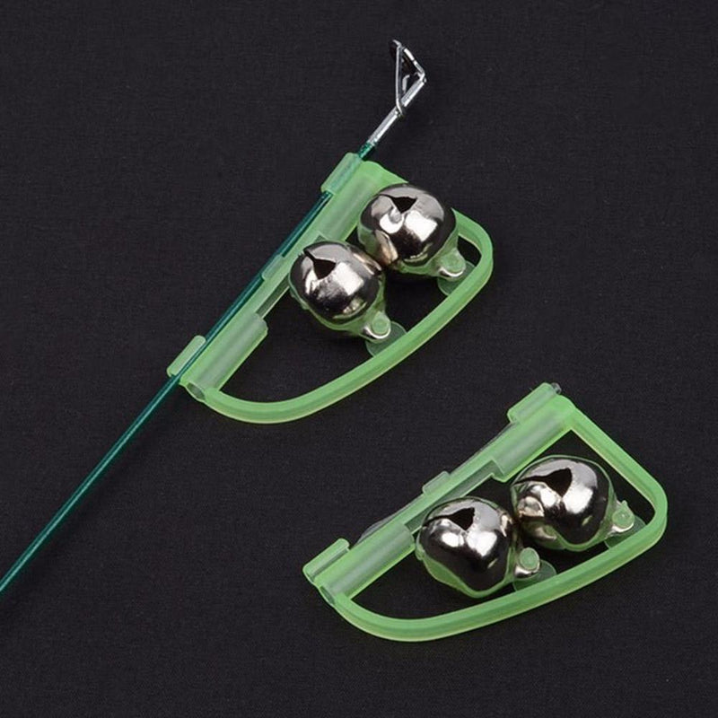 20Pcs Set Fluorescent Fishing Rod Tip Clip Twin Bell Fish Bite Alarm Ale