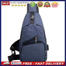 Sports Men Chest Pack Canvas USB Charging Shoulder Handbag/Dark Blue