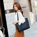 Fashion Women PU Solid Color 2pcs Composite Bags Large Tassel Tote Shoulder Bag