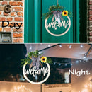 Wood Sign Welcome Sign Wreath Decoration Front Door Decor Lighted For Outdoor