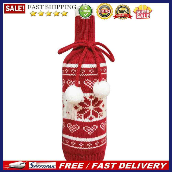 Knitted Bottle Cover Bags Wine Bottle Holder Sweater Xmas Decoration (Snowflake)