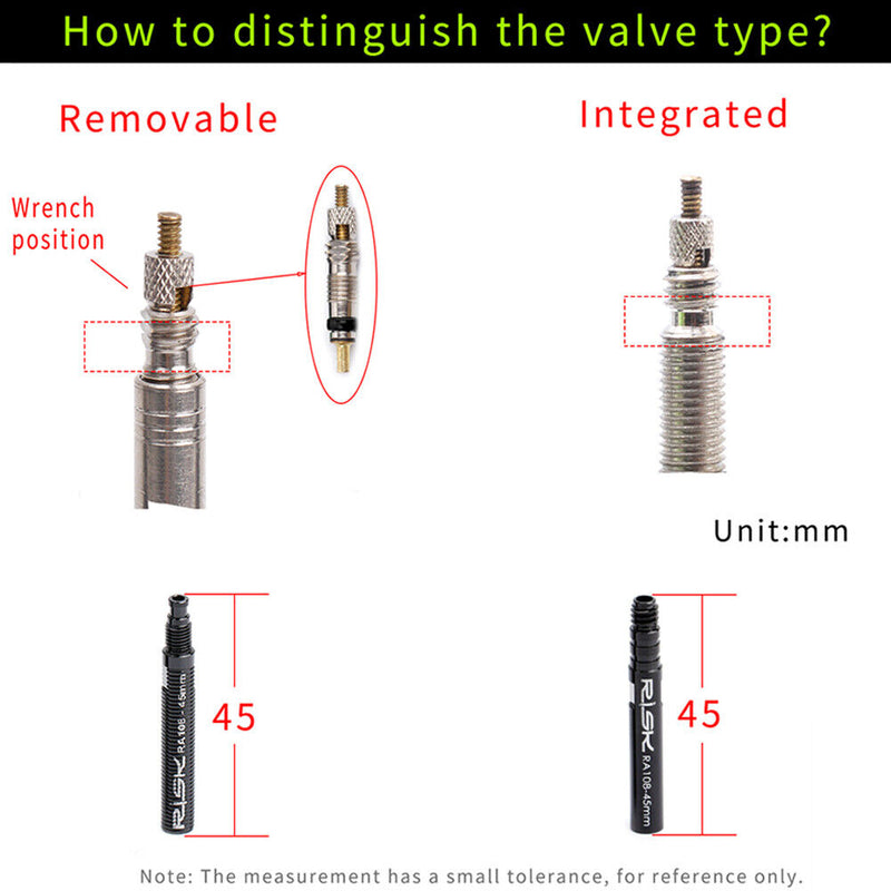 RISK 2pcs Bike Inner Tubes Extender Presta Valve Core Adapter (Detachable) Newly