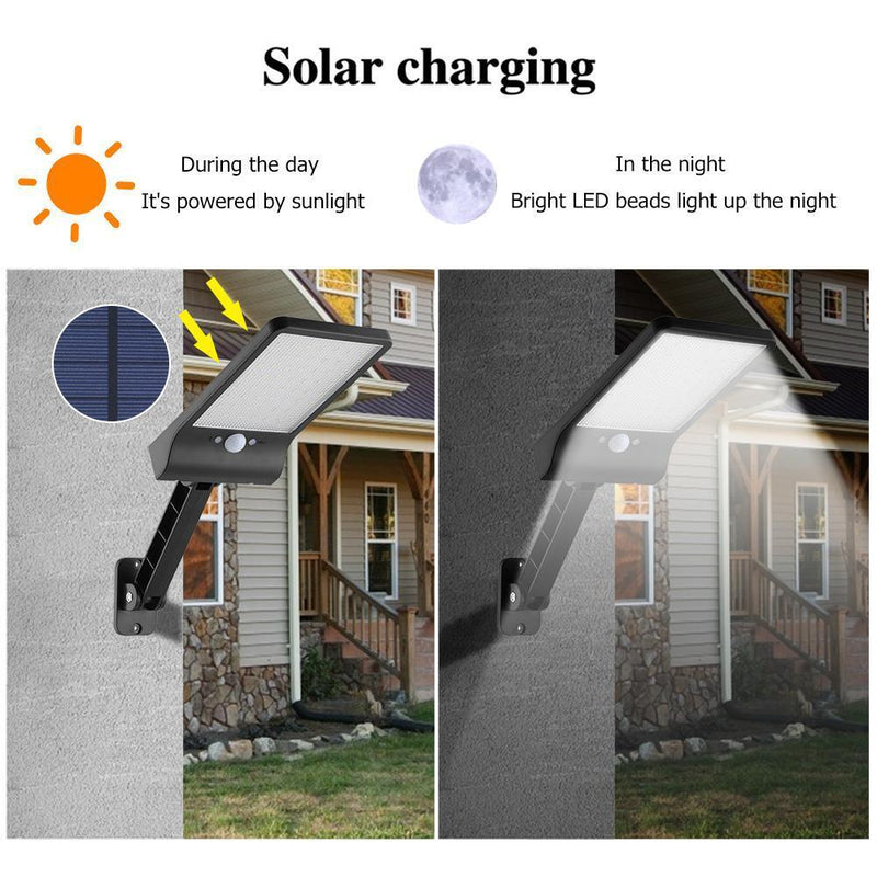56LED Solar Motion Sensor Wall Light Remote Control Street Lamp (Black) Newly