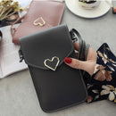 Leather Shoulder Messenger Bag Women Touch Screen Phone Pouch (Dark Grey)