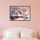 DIY Pink Rose Full Drill Round Diamond Painting Mosaic Kit Flower Picture Decor