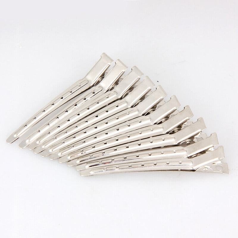 10pcs Hair Clips Hair Stainless Steel Hairdressing Sectioning Clips Clamp