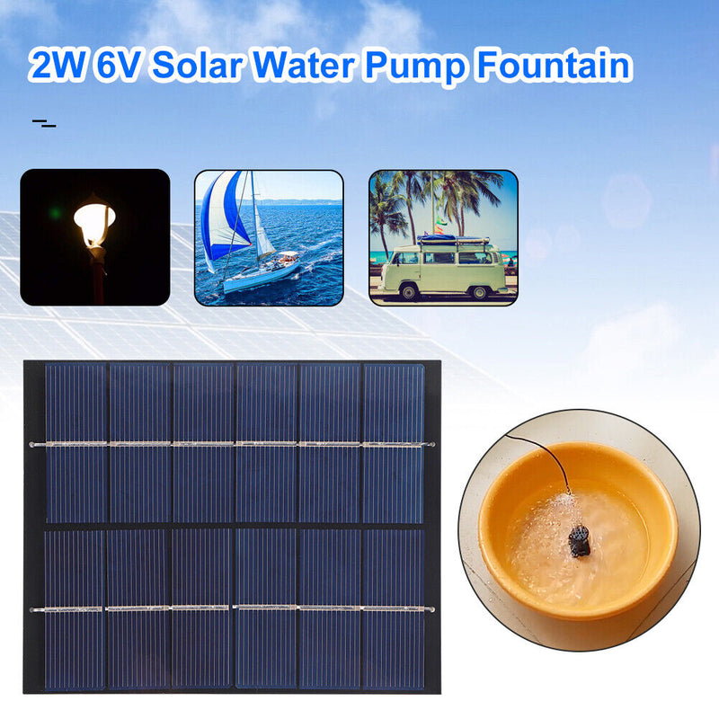 2W 6V Solar Water Pump Panel Home Garden Pond Pool Aquarium Fountain Kits