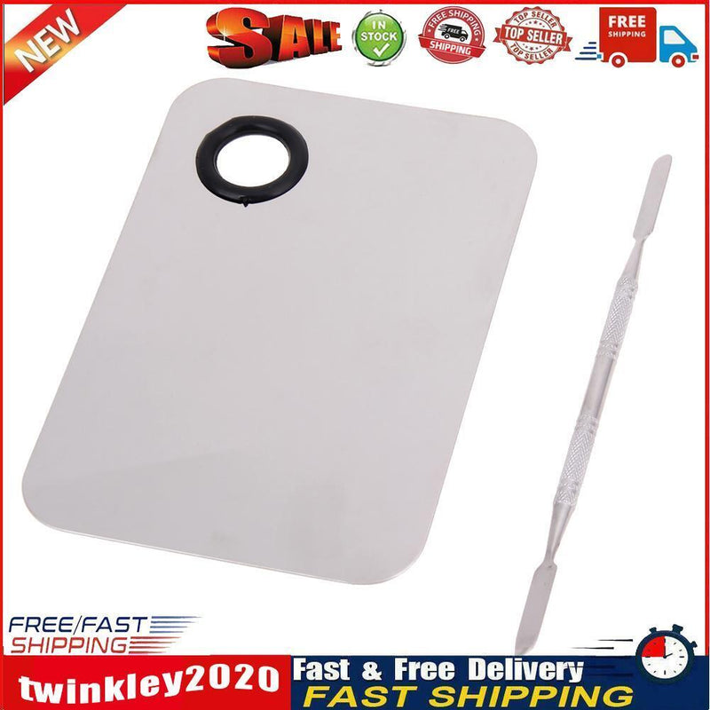 Stainless Steel Makeup Mixer Nail Art Polish Foundation Mixing Plate Newly