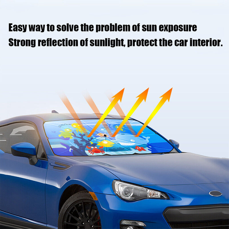 Car Windshield Sun Shade Umbrella Cartoon Underwater World Sunshade (L) Newly