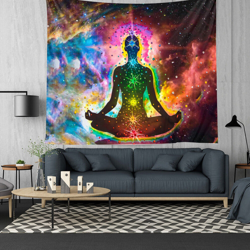 Multifunction Meditation Man Wall Tapestry Hanging Blanket Beach Camp Rug