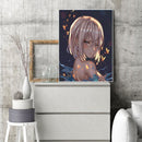 DIY Oil Paint By Numbers Anime Girl Canvas Wall Art Frameless Hand Painted Craft