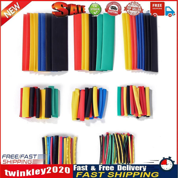 164pcs Flame Retardant Polyolefin Heat Shrink Tube Insulated Sleeve Kit Newly