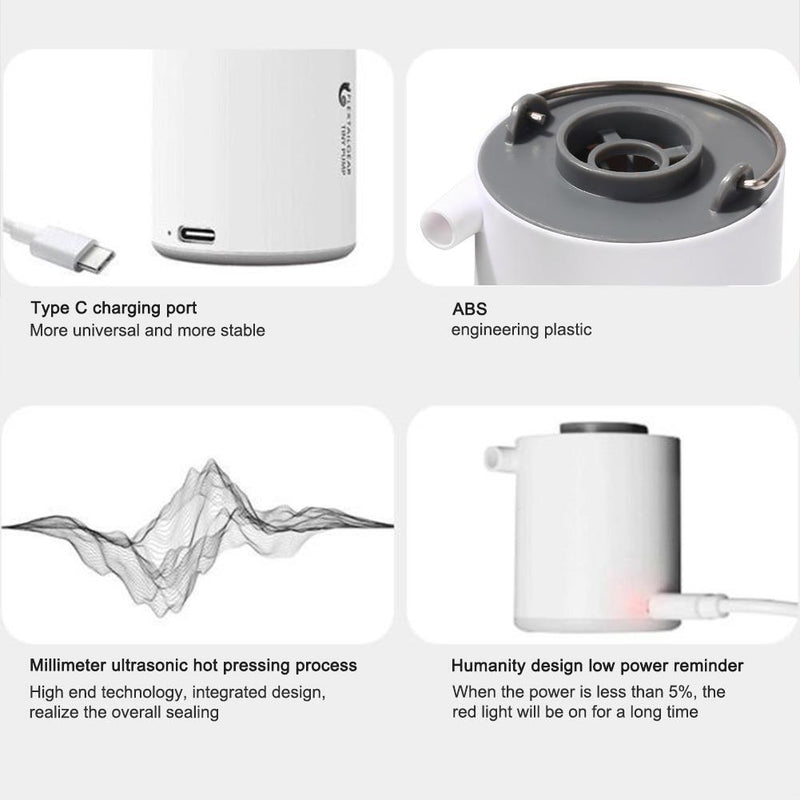 Mini Portable Inflatable Pump USB Charging Outdoor Camping Light Air Pump