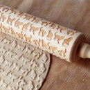 Cute Animal Wood Embossing Rolling Pin for DIY Baking Cookies Cake (Cat)