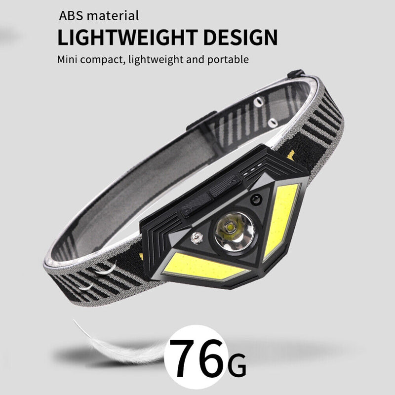 XPG+COB LED Powerful Headlamp Wave Induction Waterproof Outdoor Safety Headlight
