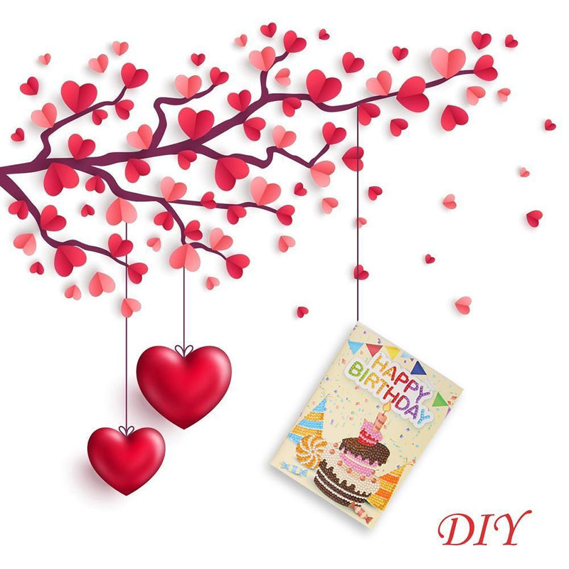 6pcs Cartoon Greeting Cards DIY Diamond Painting Birthday Postcards Craft