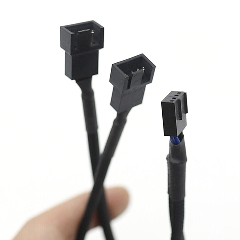 CPU PC Case Fan 4 Pin Extension Y Splitter Cable 4 Pin to 3/4 Pin (Black)