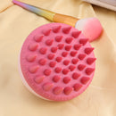 Portable Silicone Shampoo Brush Round Soft Scalp Massage Brush (Pink) Newly