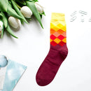 1 Pair Men Cotton Soft Socks Gradient Color Middle Tube Socks (Yellow Red)