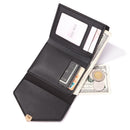 Women Retro Trifold PU Leather Card Case Pure Color Business Holder Short Wal
