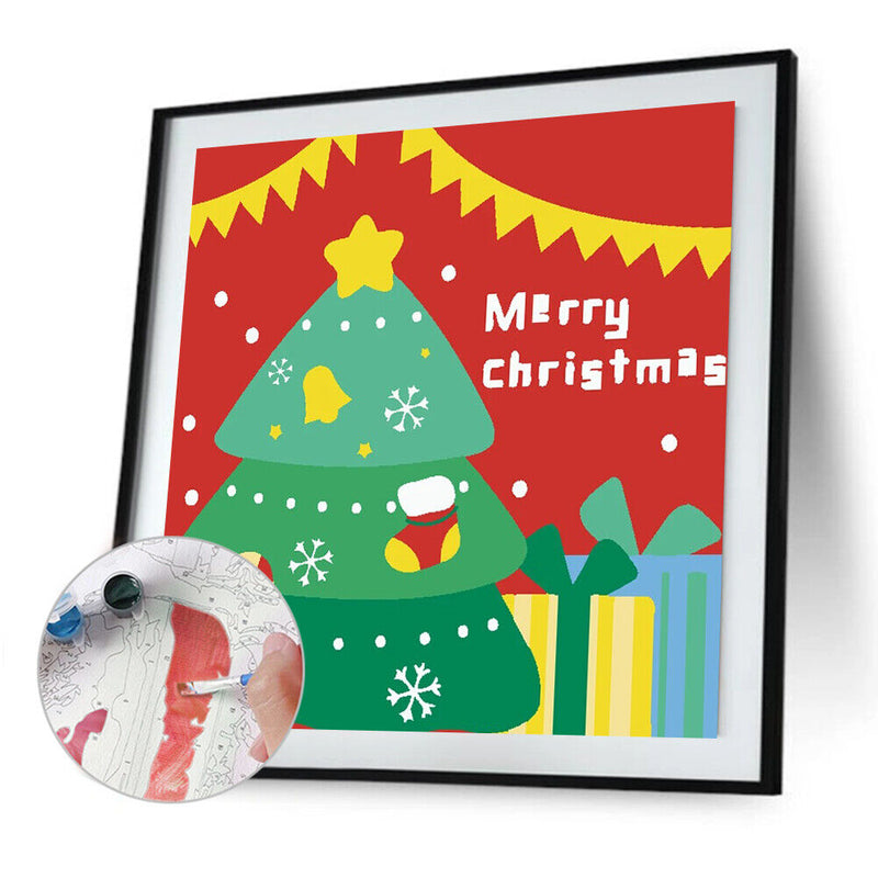 Digital Painting Frameless Cartoons Christmas DIY Painted By Numbers on Canvas