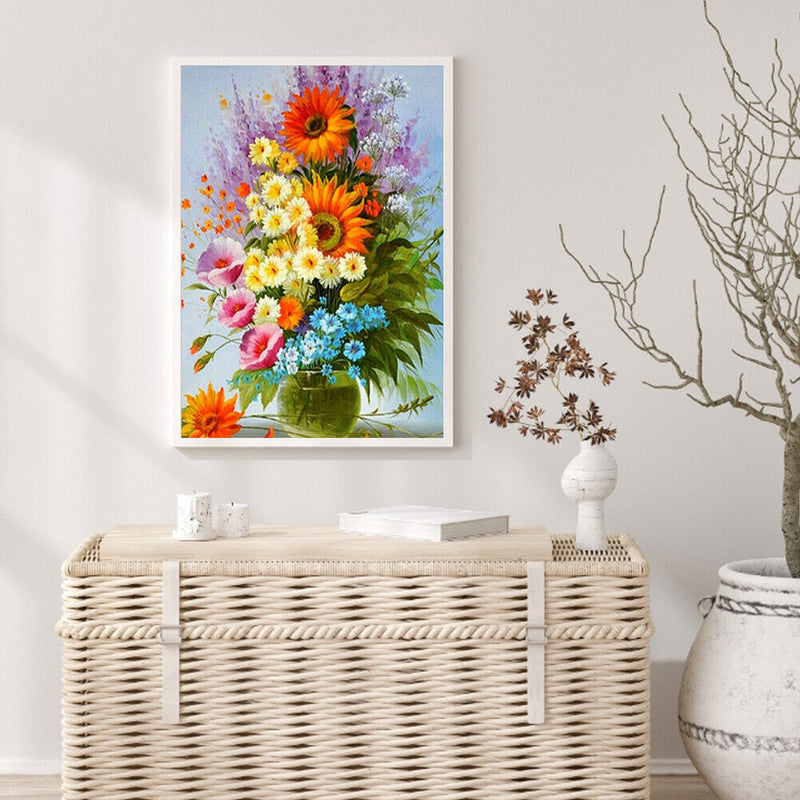 5D DIY Full Drill Round Shape Vase Rhinestone Diamond Drawing Home Decoration