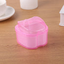 Denture Care Bath Box Clean False Teeth Nursing Hang Net Container (Pink) Newly