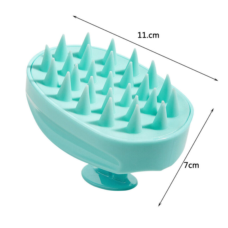 Silicone Head Smooth Hair Massage Brush Bath Scalp Stimulate (Lake Blue) Newly