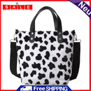 Women Soft Warm Plush Cow Pattern Handbags Female Travel Fluffy Underarm Bags