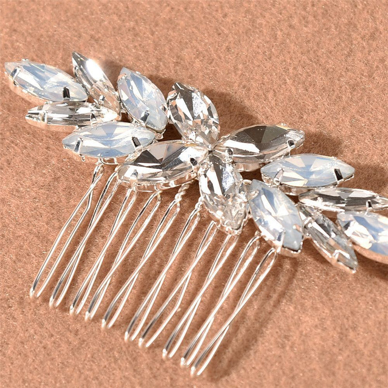 Wedding Hair Ornaments Leaf Rhinestone Hair Comb Bridal Hair Clips Flower