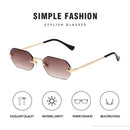 Women Sunglasses Fashion Girl Rectangular Sunscreen Goggles (Gradually Tea)