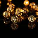 LED Solar String Light Hollow Moroccan Ball Lantern Garden Decor (Warm 7m)