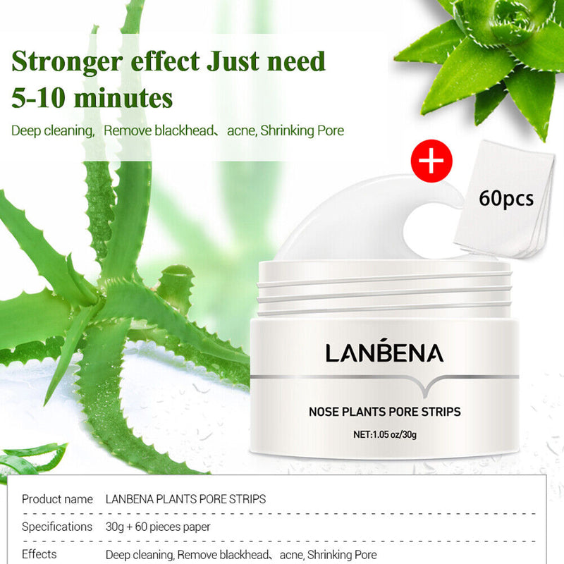 LANBENA 60pcs Blackhead Remover Nose Peeling Masks Pore Cleansing Skin Care