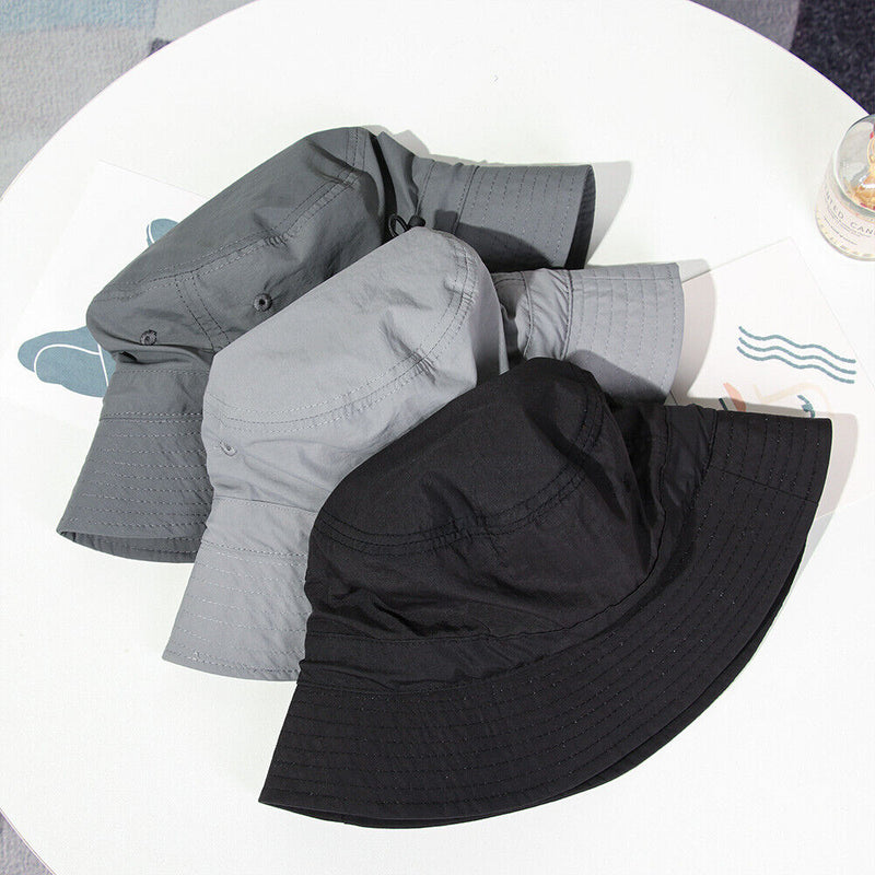 With Windproof Rope Foldable Anti-UV Bucket Hat Beach Cap Sun Hat Fisherman Cap