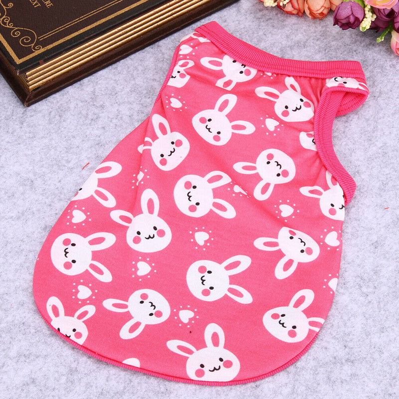 Summer Puppy Small Dog Vest Clothes Pet Shirt (Rabbit Rose Red)(XS)