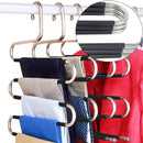 S-Shape Pants Hangers 5 Layer Non Slip Closet Space Saving Wardrobe Organizer