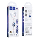 HOCO M68 Retractable Wired Earbuds 3.5mm In Ear Earphones NO Mic (White) Newly