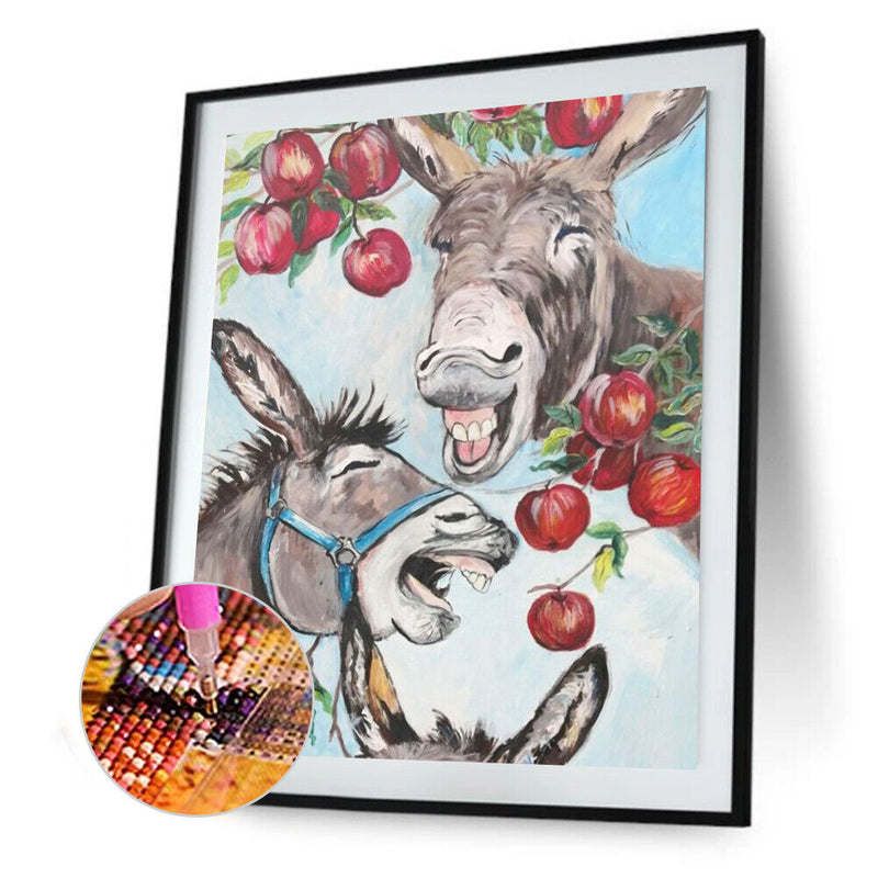 5D Two Donkey Mosaic Diamond Painting Drawing Full Round Drill DIY Art Handcraft