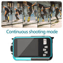 Waterproof Underwater Camera Dual Screen HD 48MP Digital Camera (Blue) Newly