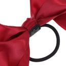 Women Satin Ribbon Bow Hair Band Ponytail Holder Rope(Bean Red)