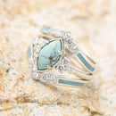 Creative Girls Mother's Day 3 Piece Set Jewelry Diamond Turquoise Ring